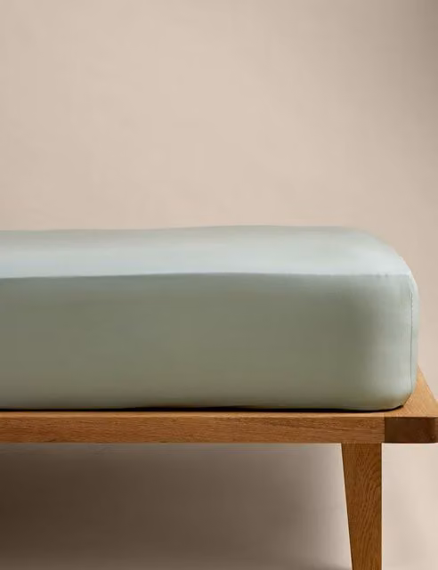 M&S Stay Cool Lyocell Rich Fitted Sheet, Green, W: 90 cm, L: 190 cm
