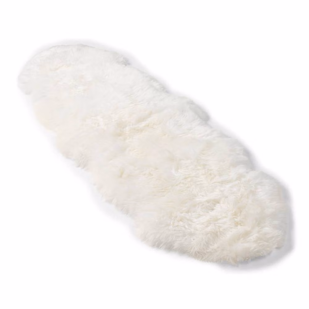 Infinity Leather Large Natural White Sheepskin and Wool Rug, W: 180 cm, D: 60 cm – 2
