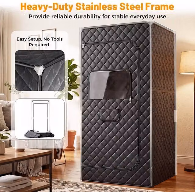 FLAVORA Portable Far Infrared Sauna Box Home Spa in Black