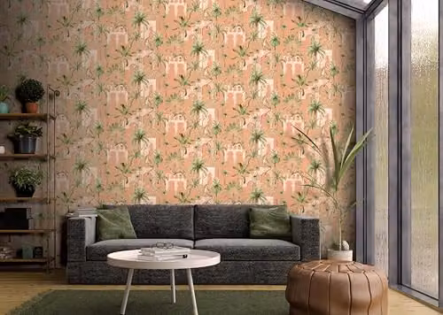 Arthouse Leopard Arches Washable Wallpaper in Terracotta and Orange – 2