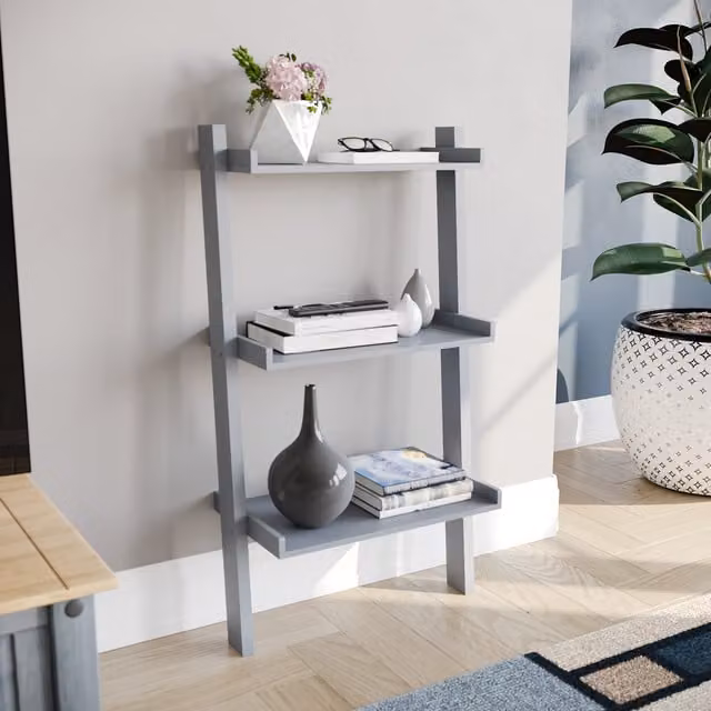 Vida Designs York 3 Tier Ladder Bookcase in Grey