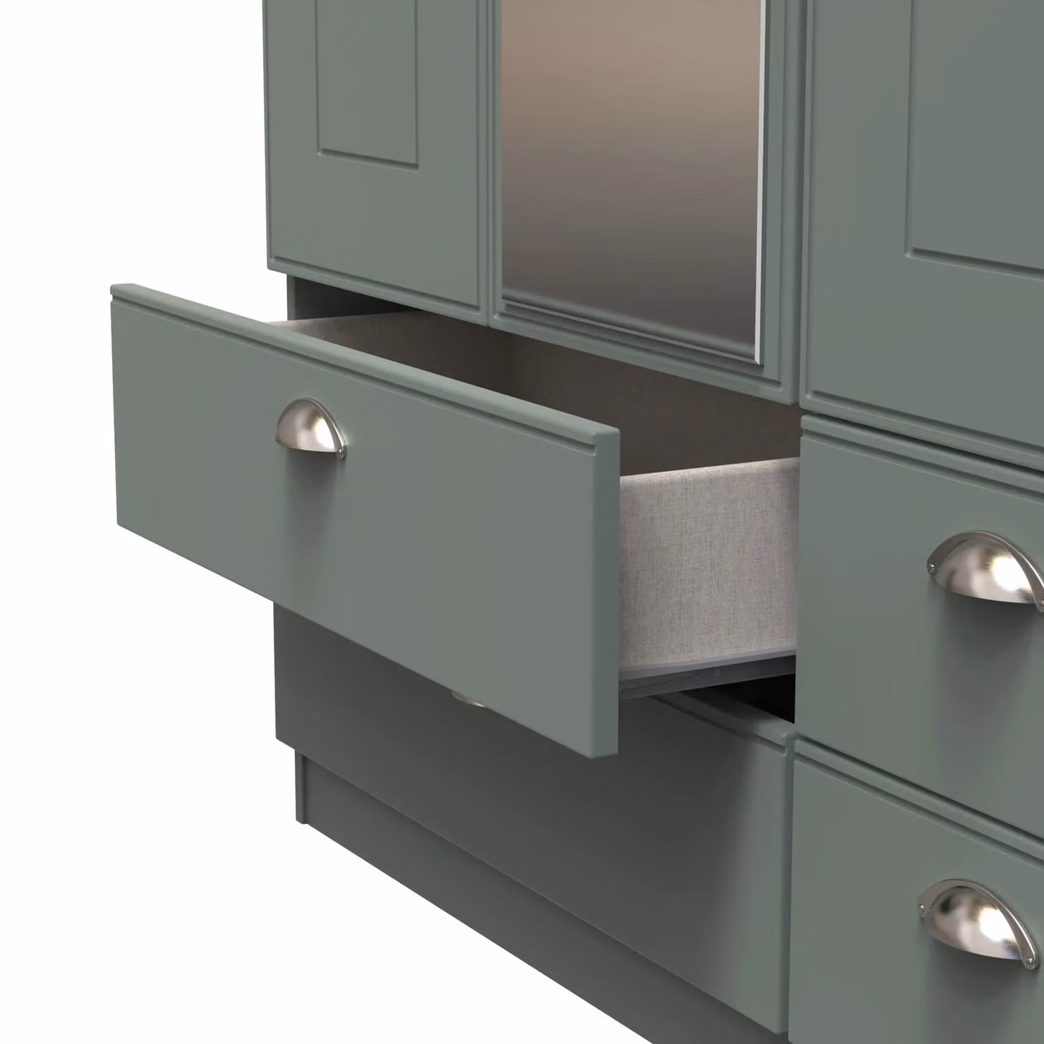 2 U Albert Ready Assembled Triple Wardrobe with Mirror and Three Drawers in Pale Green – 3