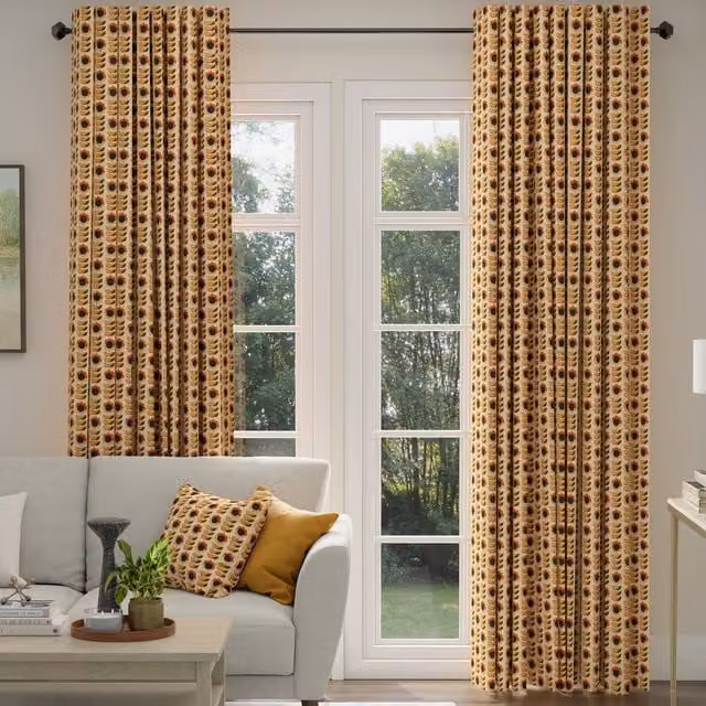 ANTE DECOR Palma Printed Cotton Made To Measure Blackout Curtains in Burnt Umber