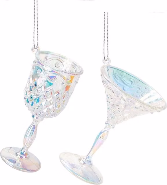 VFM e-Store Wine Martini Christmas Tree Hanging Glass Ornaments, Multicolour, Diameter: 10.5 cm