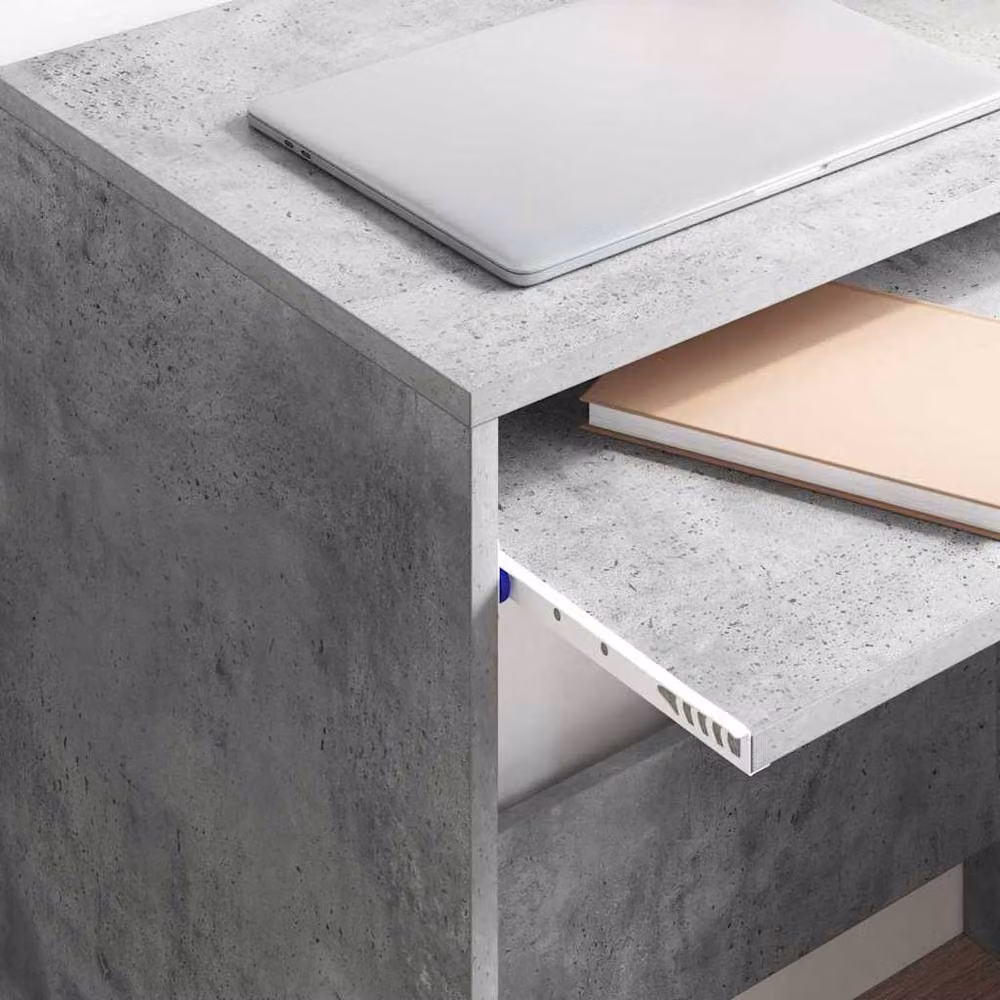 Berkfield Home Minimalist Computer Desk in Concrete Grey – 4