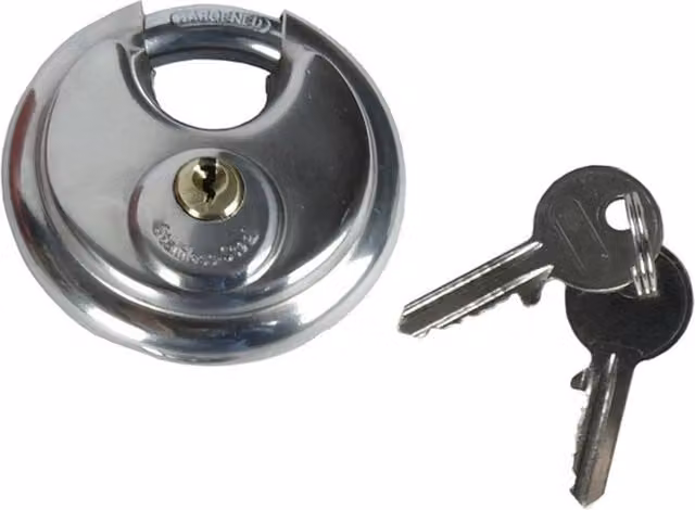 Nordara Round Discus Padlock Heavy Duty Stainless Steel in Silver, 70mm