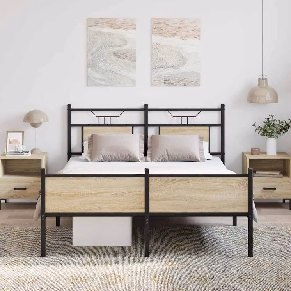 Berkfield Home Sonoma Oak Durable Bed Frame with Drawers, Brown, W/D/H: 140 x 200 x 91.5 cm – 2