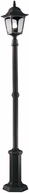 Netlighting Chapel Black Outdoor Lantern Post Lamp with Transparent Glass and E27 Socket, IP44 Rated