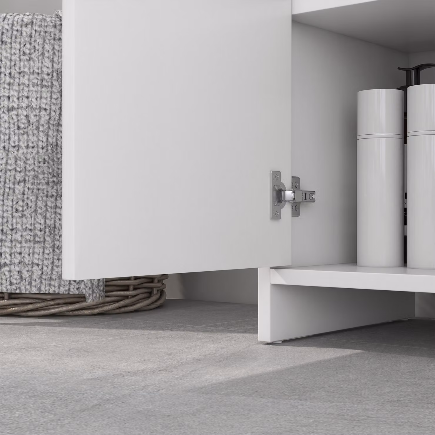 HOMCOM Freestanding Under Sink Bathroom Cabinet in White with 2 Hinged Doors and Internal Shelves – 3