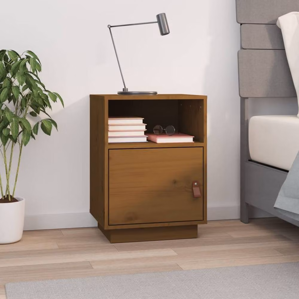 Berkfield Home Bedside Cabinet in Honey Brown Solid Pine Wood, W/D/H: 40 x 34 x 55 cm – 2