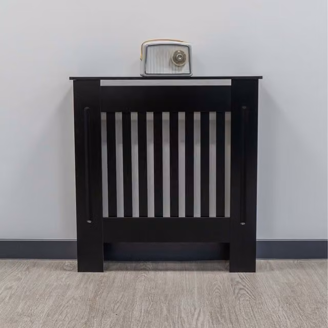 Jack Stonehouse Modern Matt Black Striped MDF Vertical Line Wall Mounted Radiator Cover