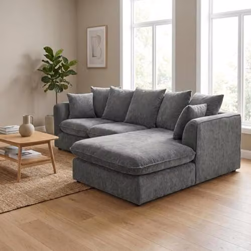 Abakus Direct Lucas Left Facing Corner Sofa in Grey Velvet Chenille – 4