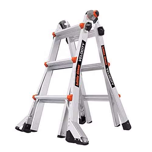 Little Giant Velocity Series 2 Multi-purpose Rollable Aluminium Ladder, Silver, 3 Treads