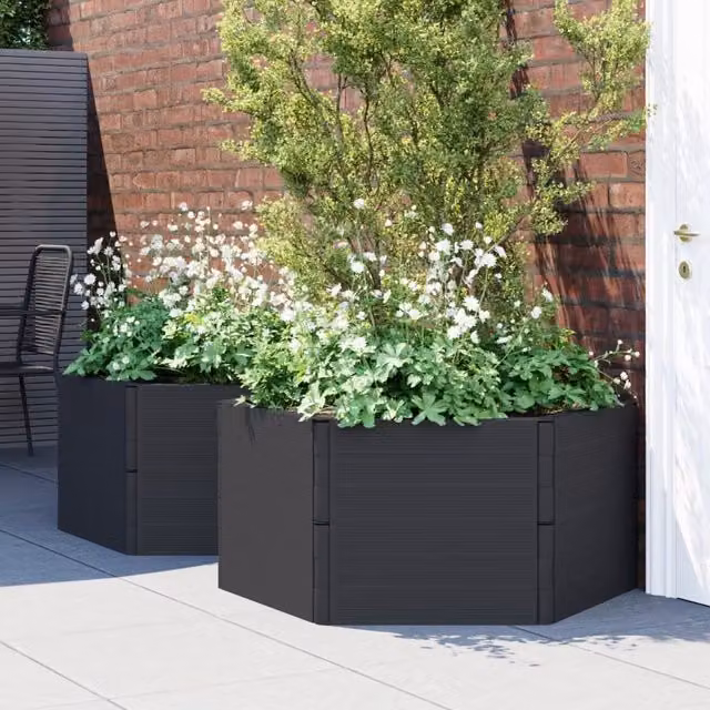 Berkfield Home Garden Planter Tub Set of 2, Anthracite and Black Plastic