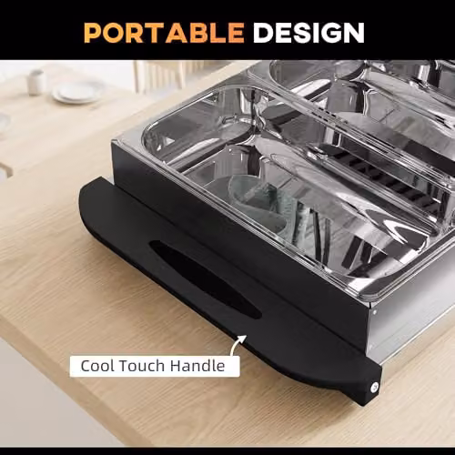 HOMCOM 300W Electric 4 Tray Buffet Server with Warming Plate in Silver – 5