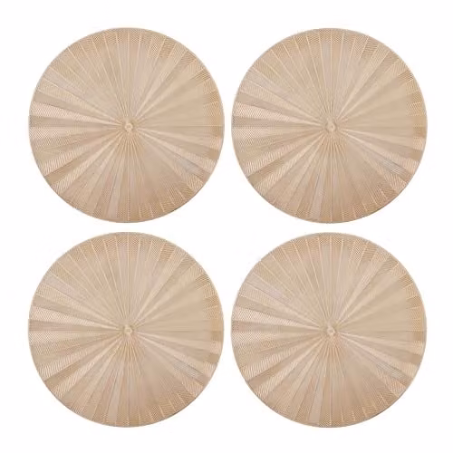 Mikasa Set of 4 Round Faux Leather Placemats in Gold, Diameter: 38 cm