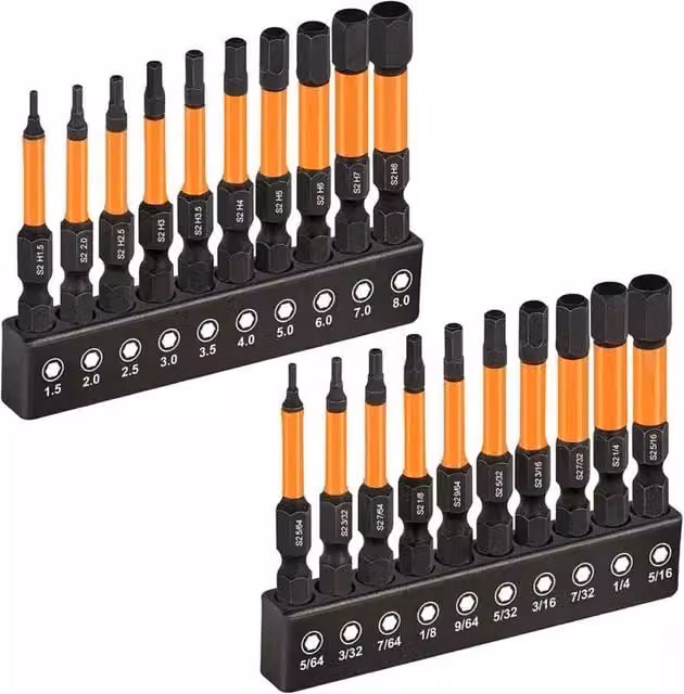 SPETLEK 50mm Hex Allen Key Impact Driver Screwdriver Bits in Orange and Black, S2 Alloy Steel, Length: 12.5 cm
