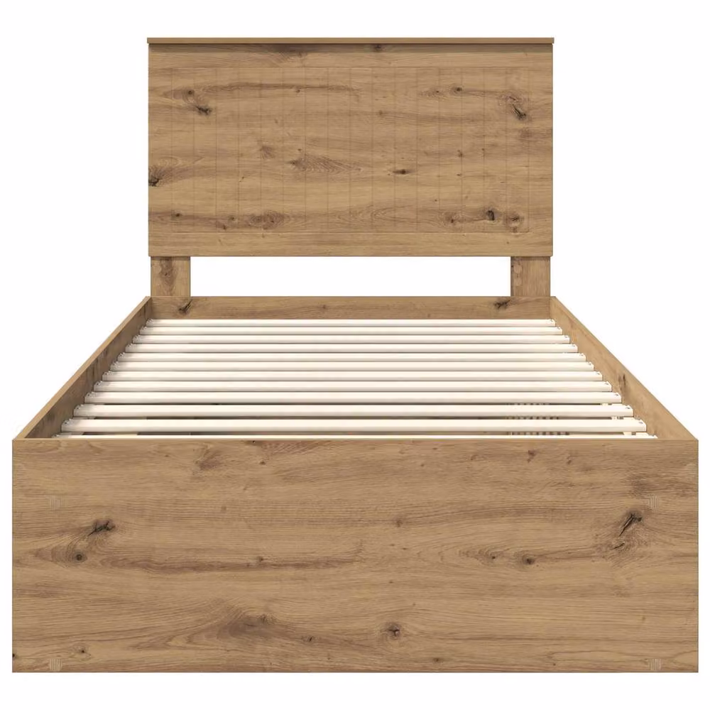 Berkfield Home Artisan Oak Bed Frame in Brown, W/D/H: 100 x 200 cm – 4