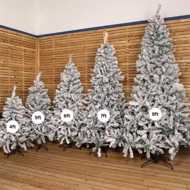 NESTLUNE Snow Flocked Artificial Christmas Tree in Green, H 100 cm x W 15 cm