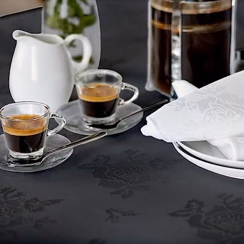 Vision Linens Black Square Floral Polyester Tablecloth W/D: 137 x 137 cm – 2