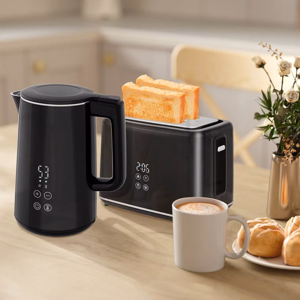 STILVORA Kettle and Toaster Set with LED Display in Black – 3