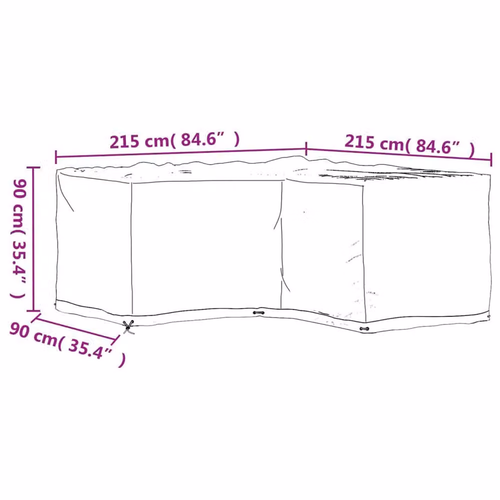 Berkfield Home L-Shaped Garden Furniture Covers, 2 Pack, Black, W/D/H: 215 x 215 x 90 cm – 6