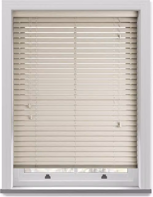 Terrys Made To Measure 50mm Wood Essence Wooden Venetian Blind in Mirage Parchment Beige