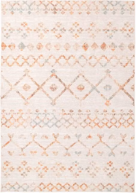 Kukoon Beige Moroccan Berber Pattern Machine Washable Living Room Area Rug, W/D/H: 60 x 240 cm