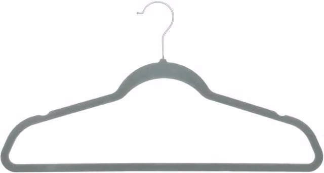 H&L Non-Slip Velvet Flocked Clothes Hangers with Swivel Hook, Grey, Pack of 25