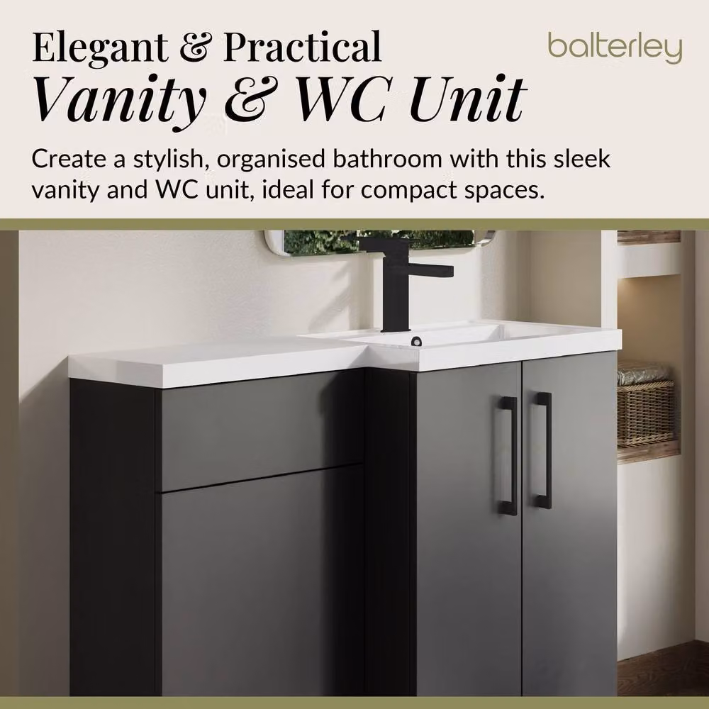 Balterley Gloss Grey Right-Hand Vanity and WC Unit Combination – 3