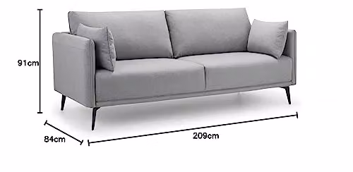 Julian Bowen Rohe 3 Seater Upholstered Fabric Sofa in Grey – 2