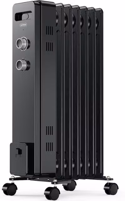 VonHaus 1500W 7 Fin Oil Filled Radiator in Black