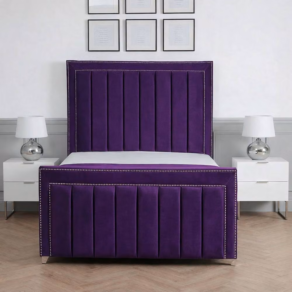 Living Comfort Bedz Royale Upholstered Velvet Gas Lift Storage Bed in Purple, W/D/H: 90 x 200 cm – 2