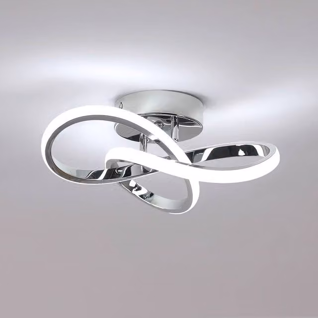 Pheashine Chrome Clover Intertwined LED Ceiling Light, 30W, 6500K Cool White, Silver
