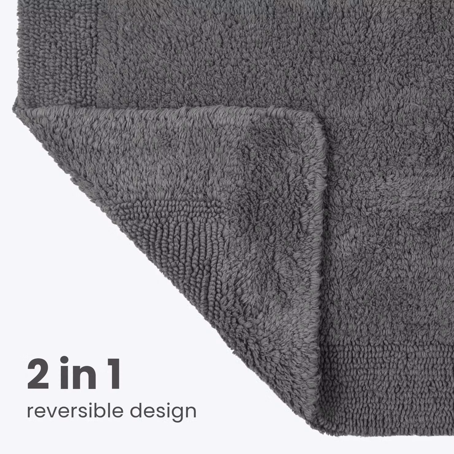 Allure Bath Fashions Prestige Extra Thick Quick Dry Reversible Pedestal Mat in Charcoal, W/D/H: 53 x 55 x 1 cm – 3