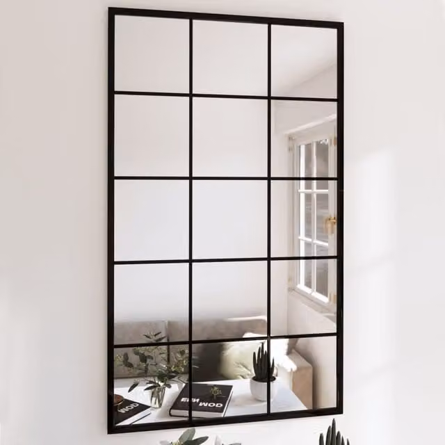 Berkfield Home Set of 3 Classic Metal Wall Mirrors in Black, W: 100 cm, H: 60 cm