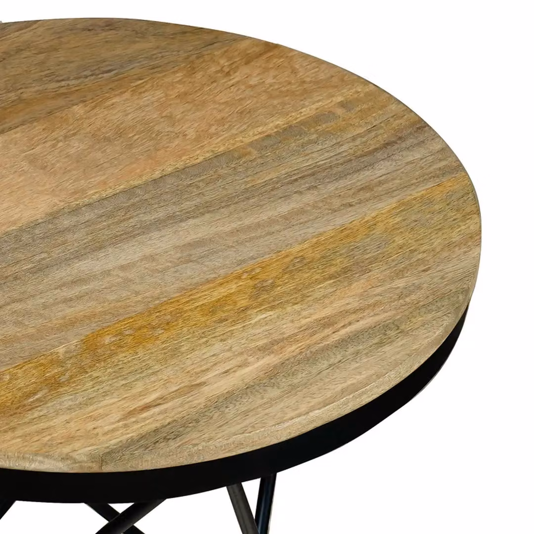 Jaipur Furniture Ltd Ravi Star Leg Round Side Table in Brown Mango Wood and Black Iron, W: 51 cm, D: 51 cm, H: 50 cm – 2