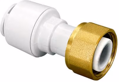 FloPlast Flofit+ Push Fit Tap Connector, 15mm x 3/4 inch, White, Pack of 5