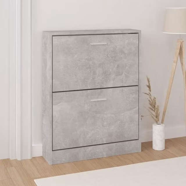 Berkfield Home Modern Grey Wall Mounted Shoe Cabinet with Tilting Compartments W/D/H: 59 x 17 x 81 cm
