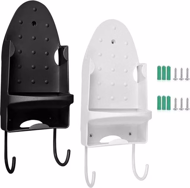 NESTLUNE Black Wall Mounted Ironing Board Holder and Hanger