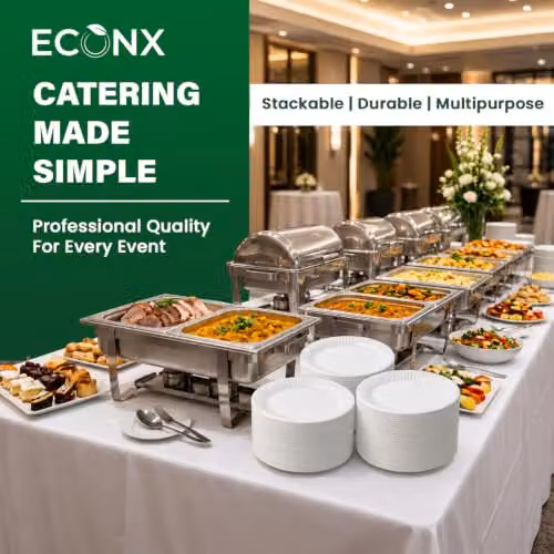 ECONX Heavy Duty Disposable Paper Plates, White, 23 cm, 500 Pieces – 3