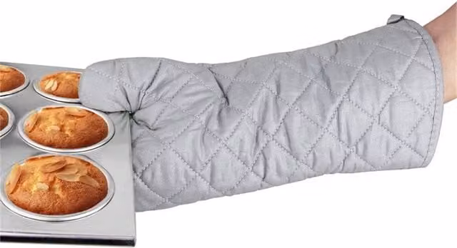 Nordara Extra Long Heat Resistant Cotton Oven Gloves, Grey, 2 Pack, Length: 41 cm