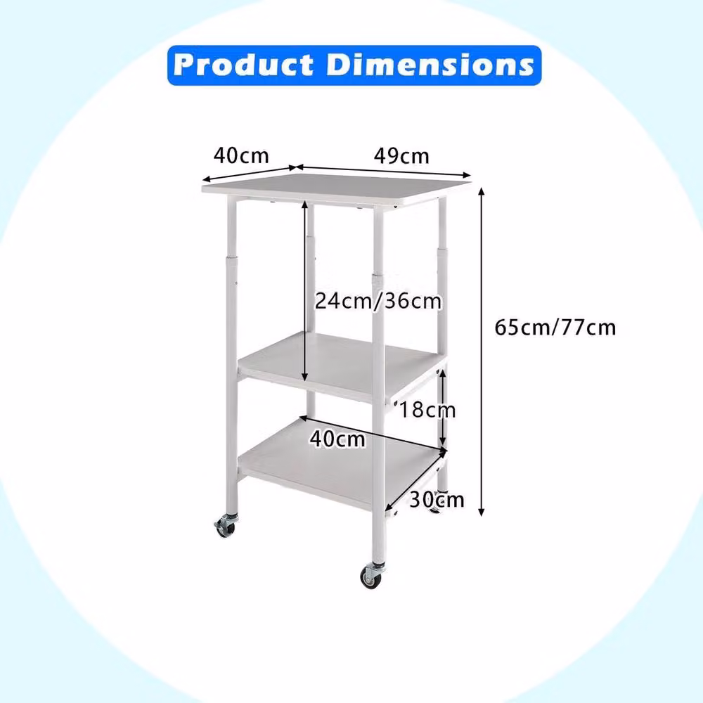 FORGEVIO Height Adjustable 3-Tier Printer Stand and Cart in White – 2