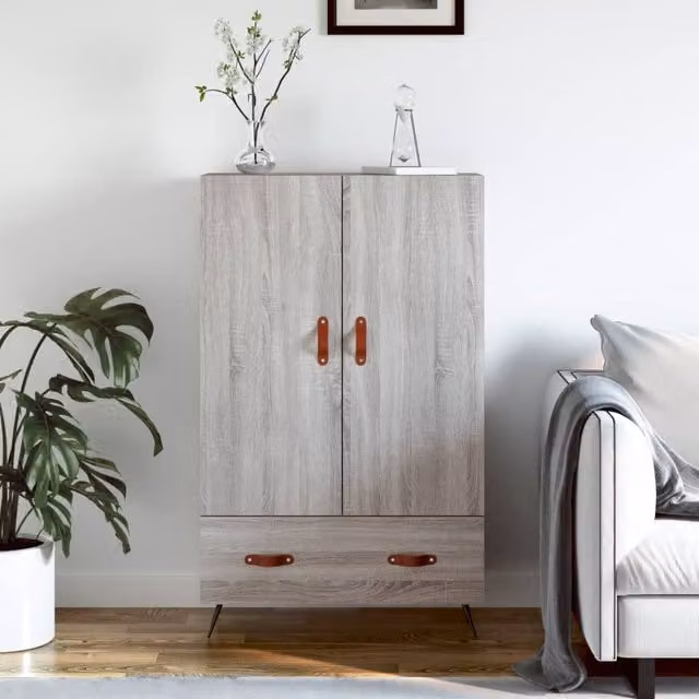 Berkfield Home Grey Sonoma Modern Highboard in Engineered Wood W/D/H: 69.5 x 31 x 115 cm