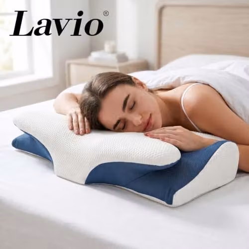 Lavio Cervical Contour Memory Foam Pillow for Neck and Shoulder Pain Relief, Firm Support for Side, Back and Stomach Sleepers, with Removable Washable Cover – 7