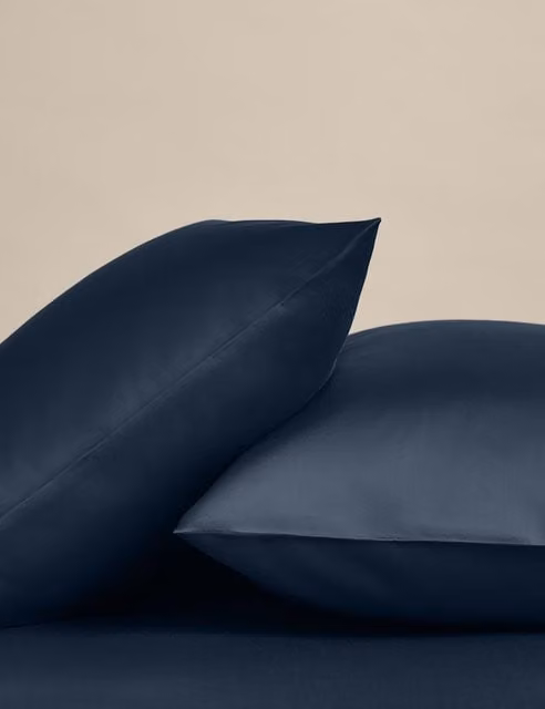 M&S 2 Pack Egyptian Cotton 400 Thread Count Mako Satin Pillowcases in Blue