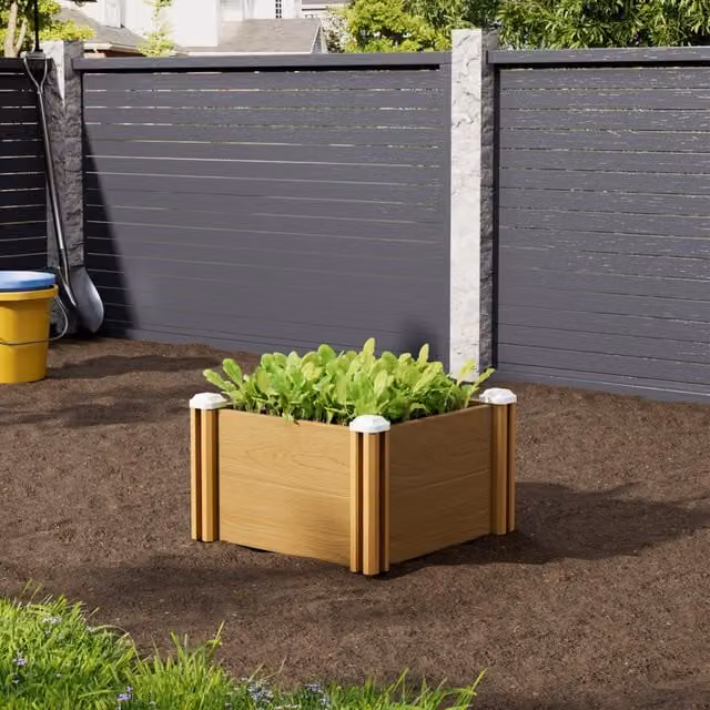 Breeins Brown Plastic Wood-Grain Raised Garden Bed