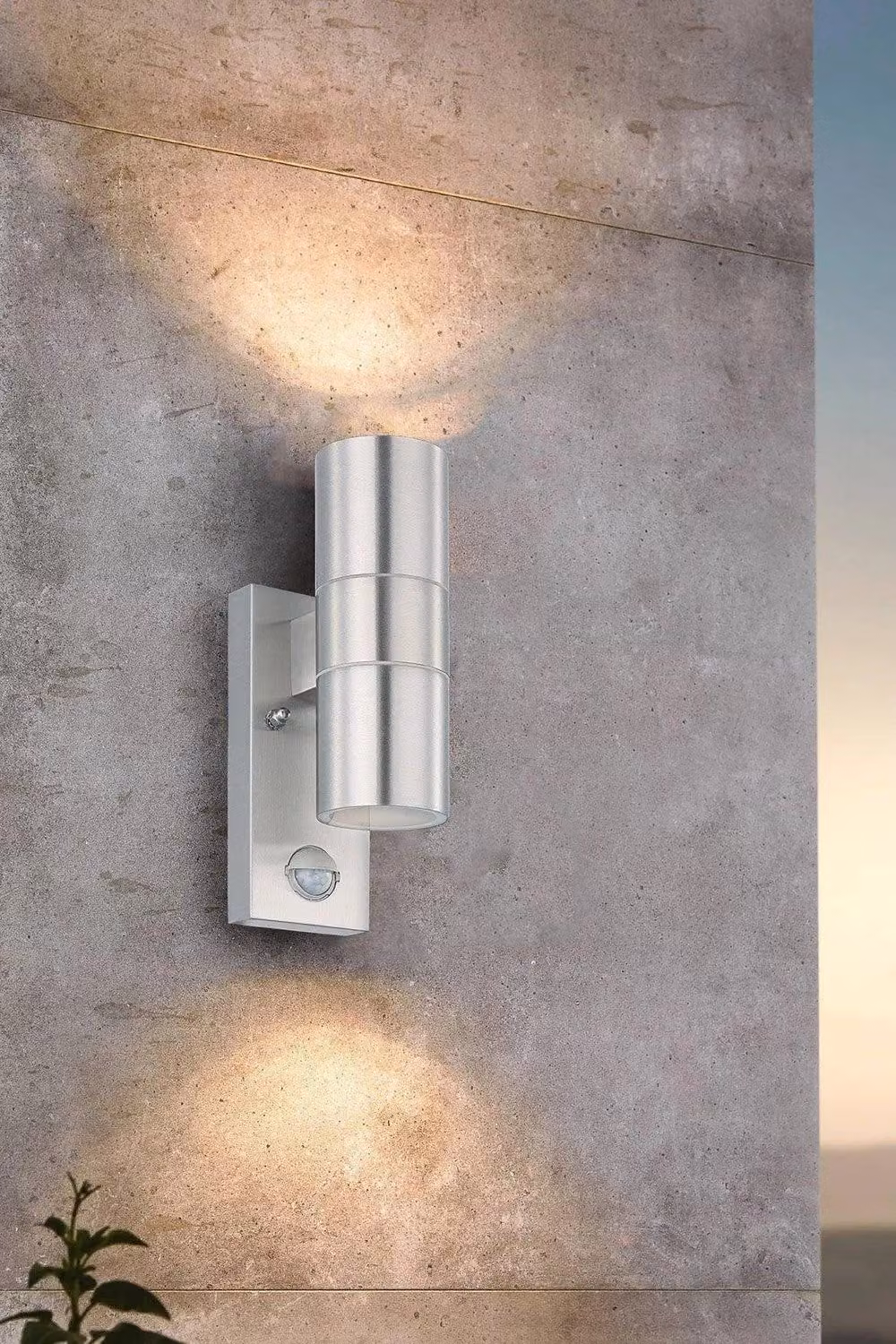Eglo Riga 5 Outdoor Wall Light with Motion Sensor in Silver Stainless Steel, IP44, Up and Down Lighting – 2