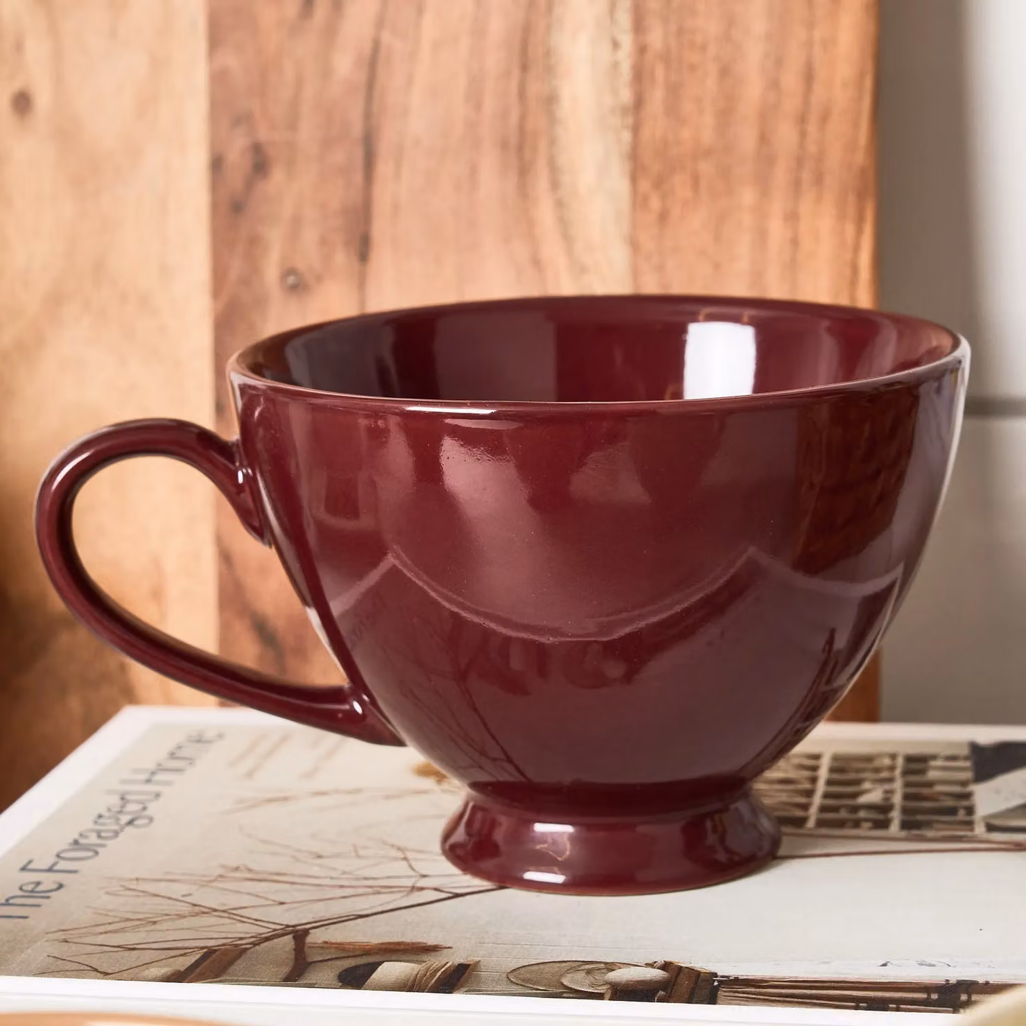 Dibor Montmartre Large Malbec Red Ceramic Tea and Coffee Mugs, Set of 2 – 3