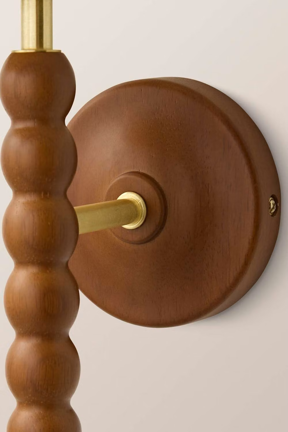 ValueLights Bobbins Walnut Bobble Wall Light with Baby Pink Linen Lamp Shade – 3